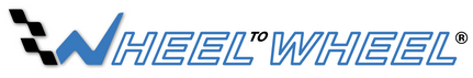 Logo of 'Wheel to Wheel' with a checkered flag design on a white background